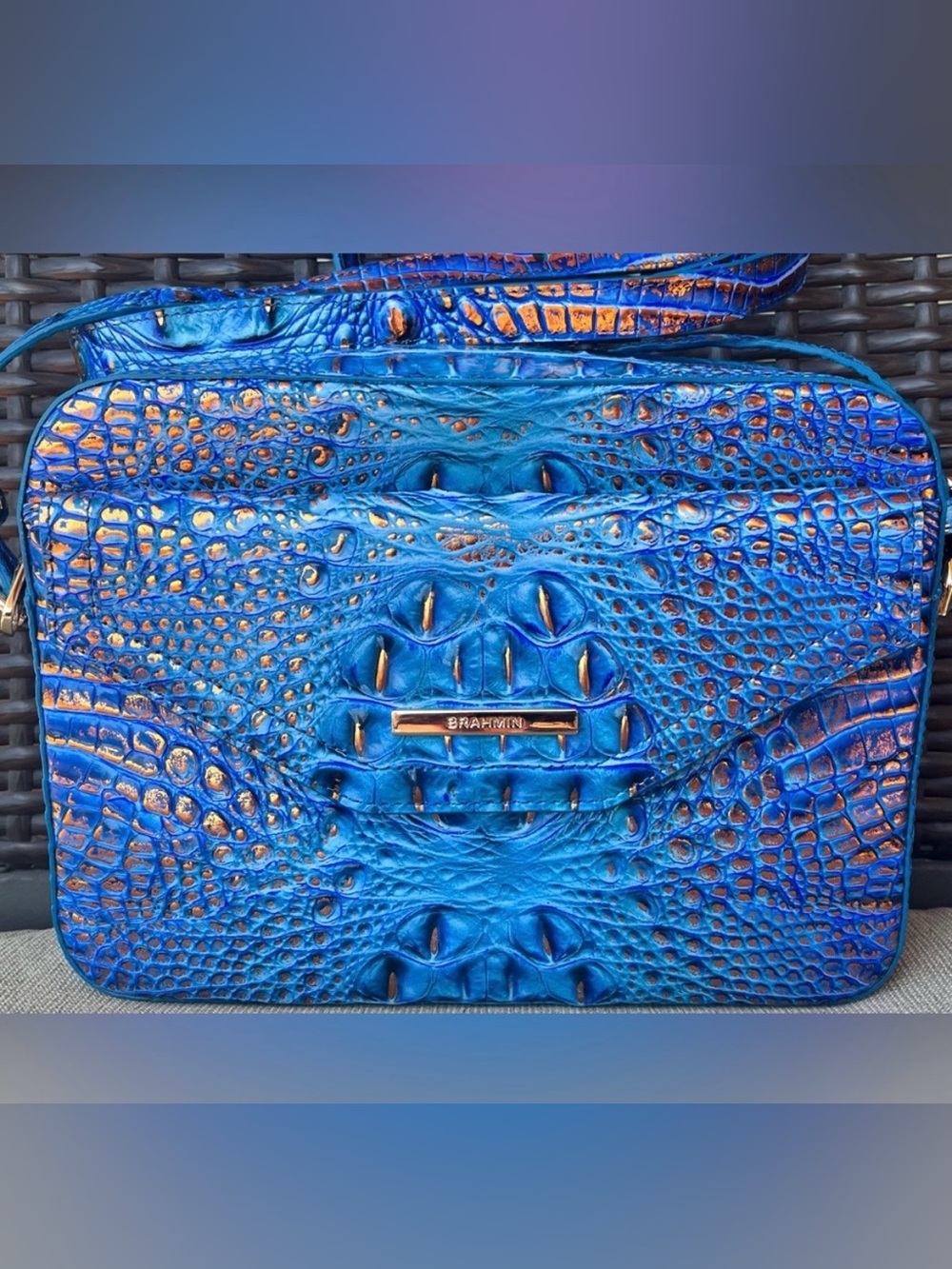 NWT Brahmin SHEA DEEP AZURE Melbourne Crossbody